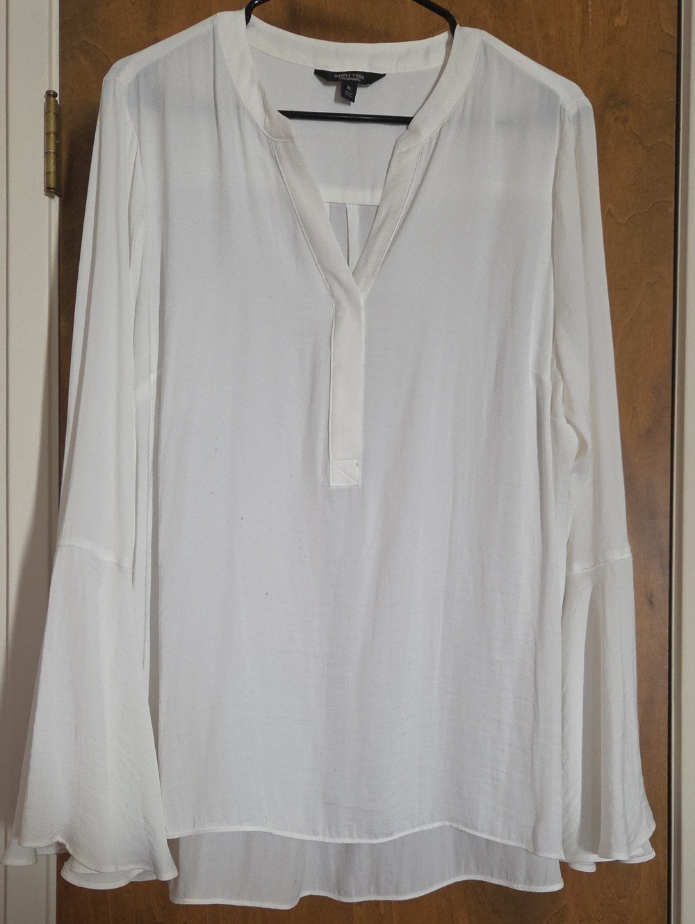 Simply Vera Vera Wang Cream Split V-Neck Long Sleeve Tunic